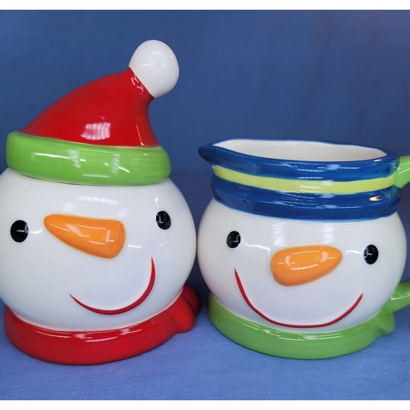 Christmas Sugar Bowl & Creamer Frosty the Snowman Holiday Set - Picture 7 of 8